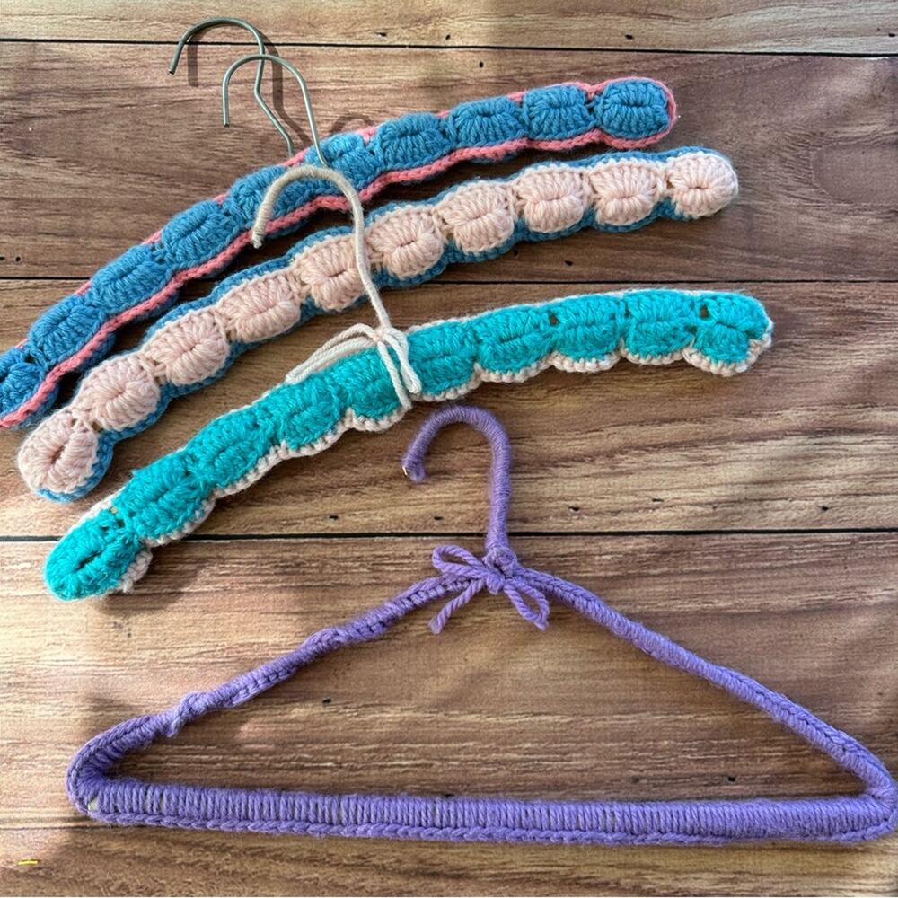 Vintage handmade crochet clothing hangers - 4 pack